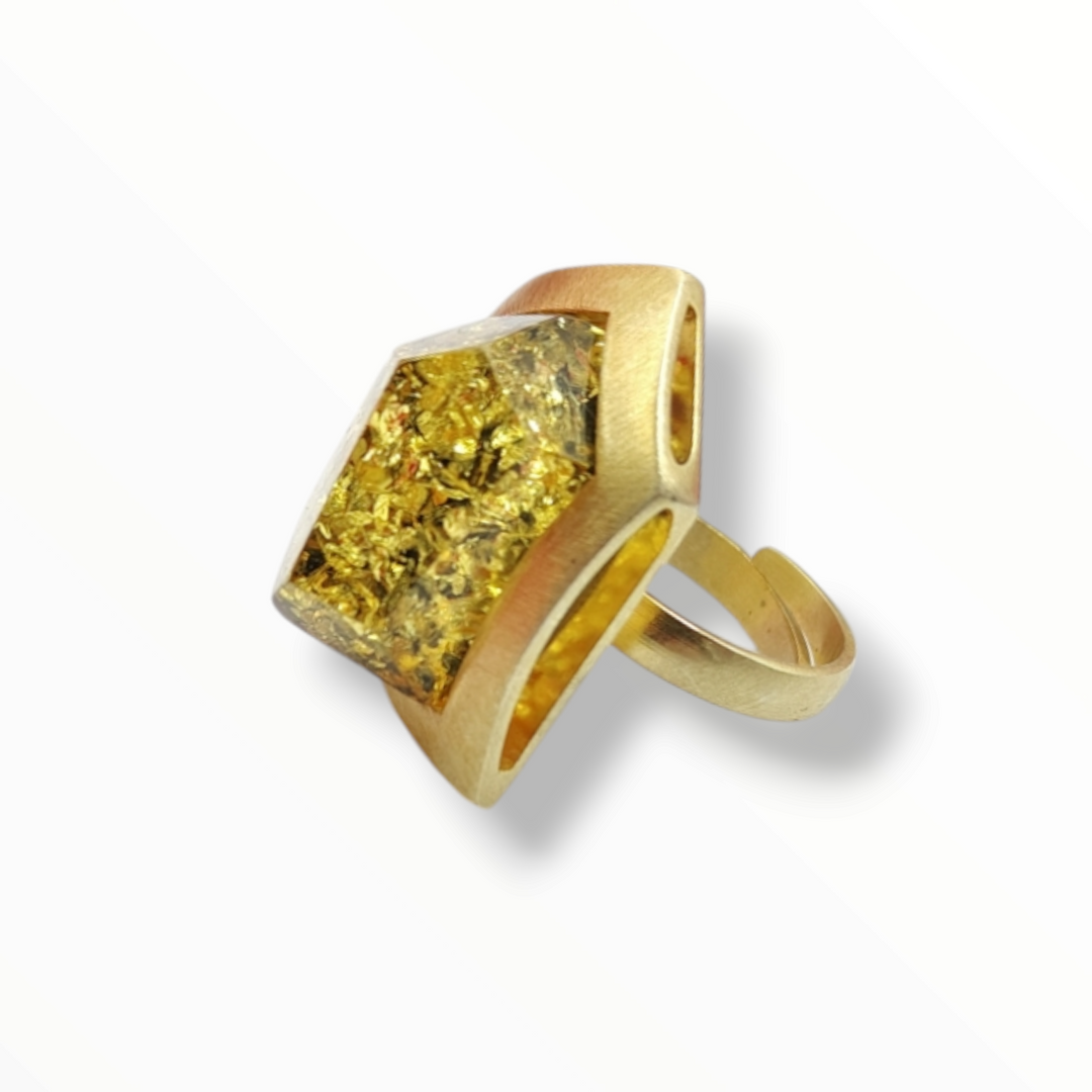 Baltic amber ring mounted on silver.