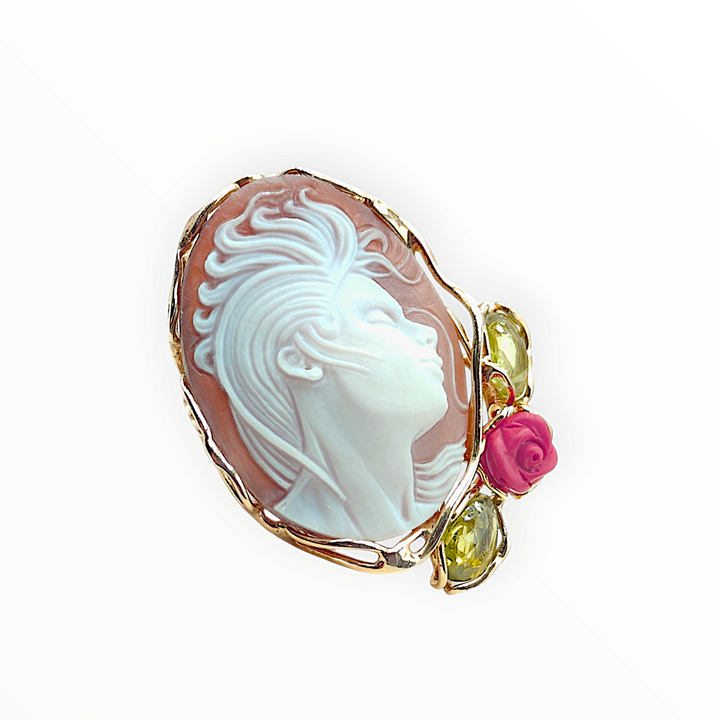 "Rebel Lady" cameo ring mounted on silver