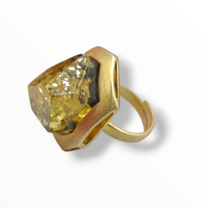 Baltic amber ring mounted on silver.