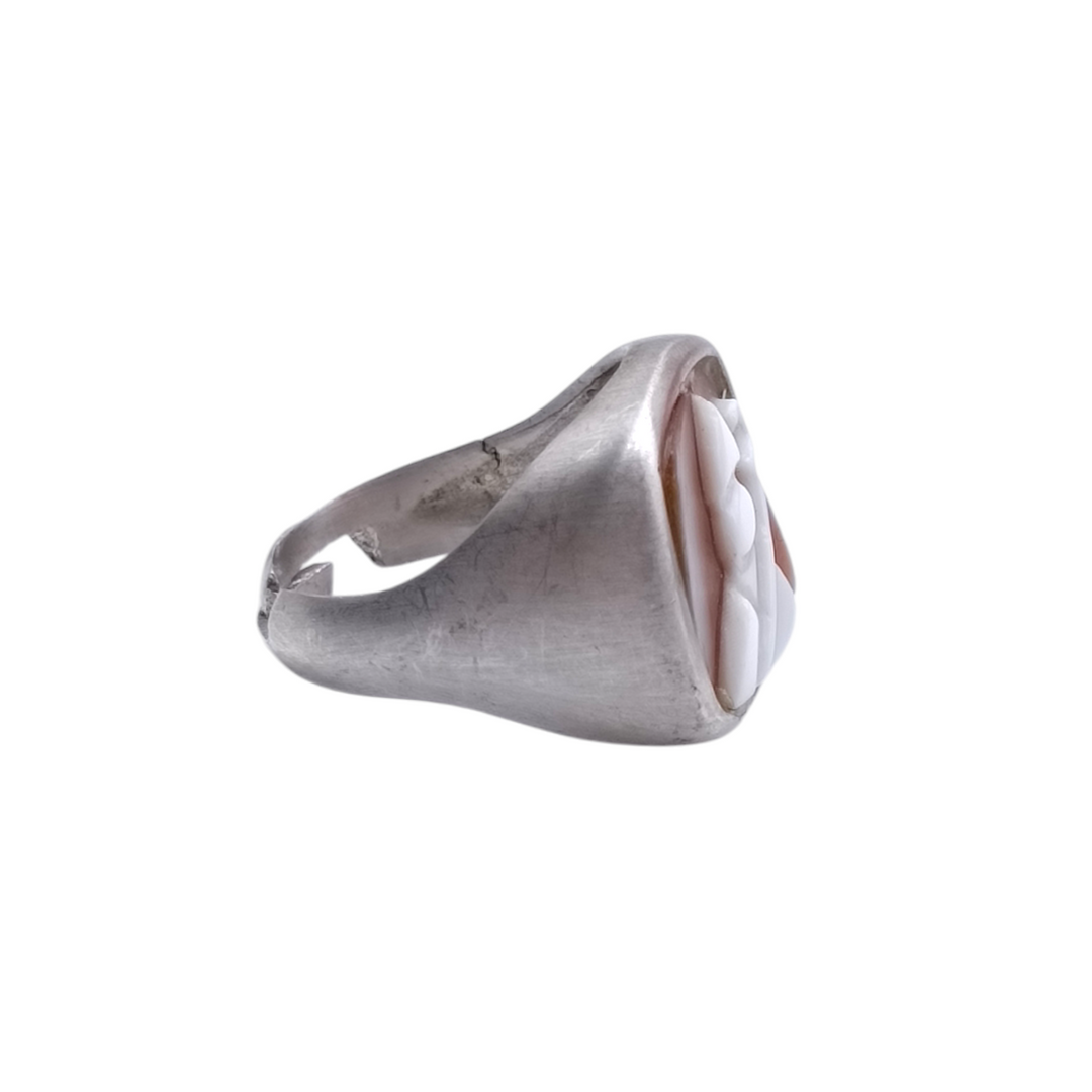 Anello "San Gennaro" su cammeo montato su argento