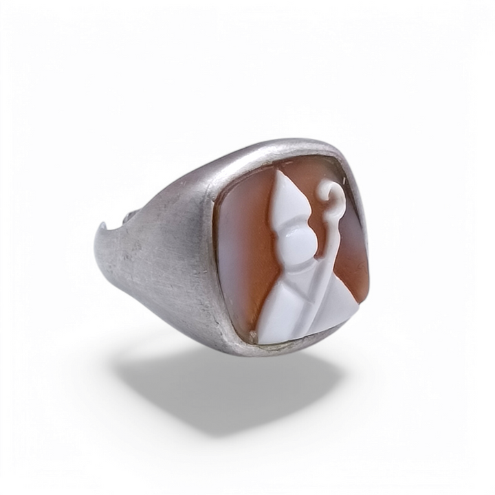Anello "San Gennaro" su cammeo montato su argento