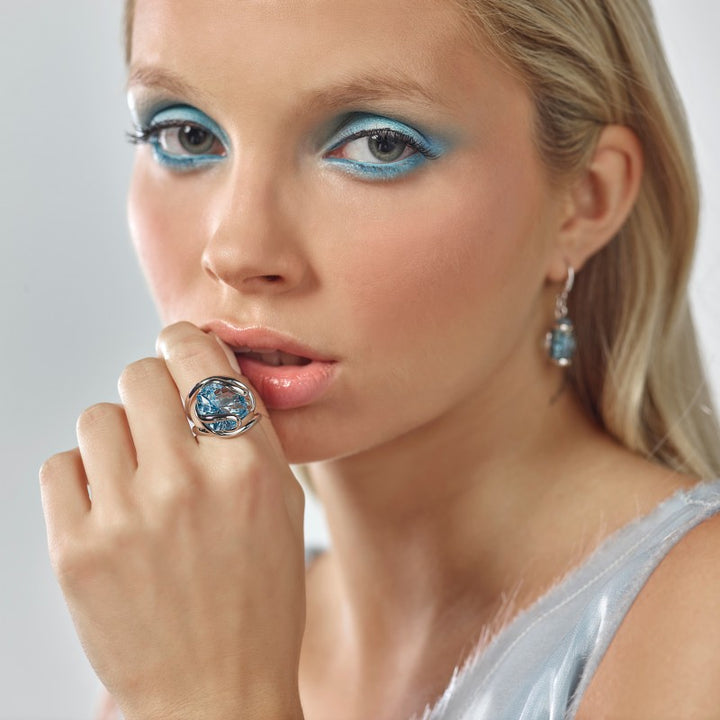Precious Murano Aquamarine Crystal Ring