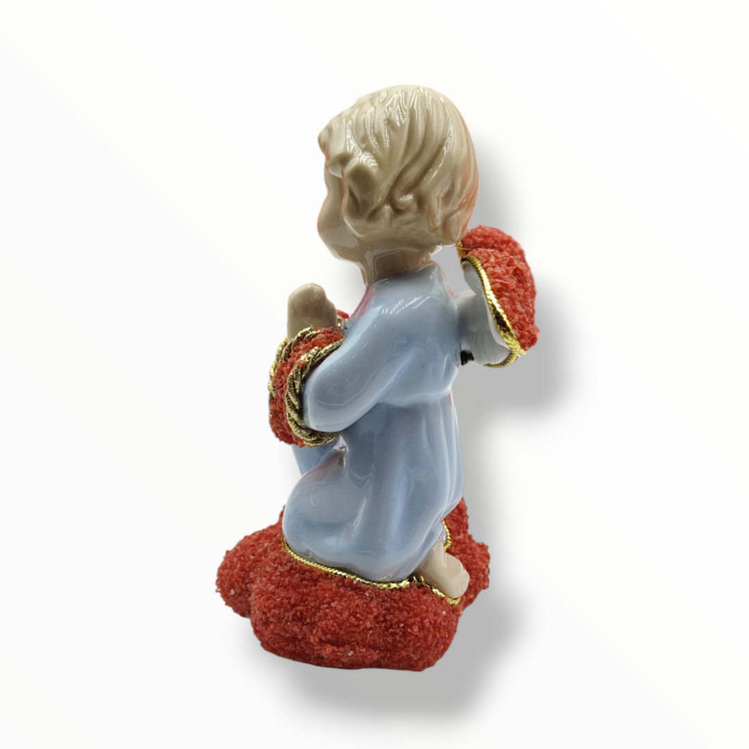 Table angel in Vietri ceramic with red coral