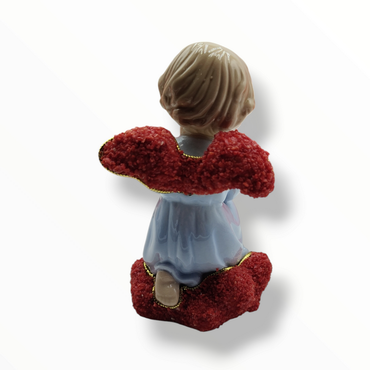 Table angel in Vietri ceramic with red coral