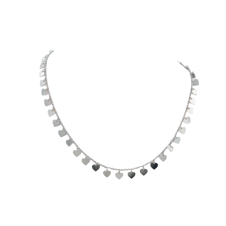 "Hearts" necklace in white, gold-plated and copper-plated silver