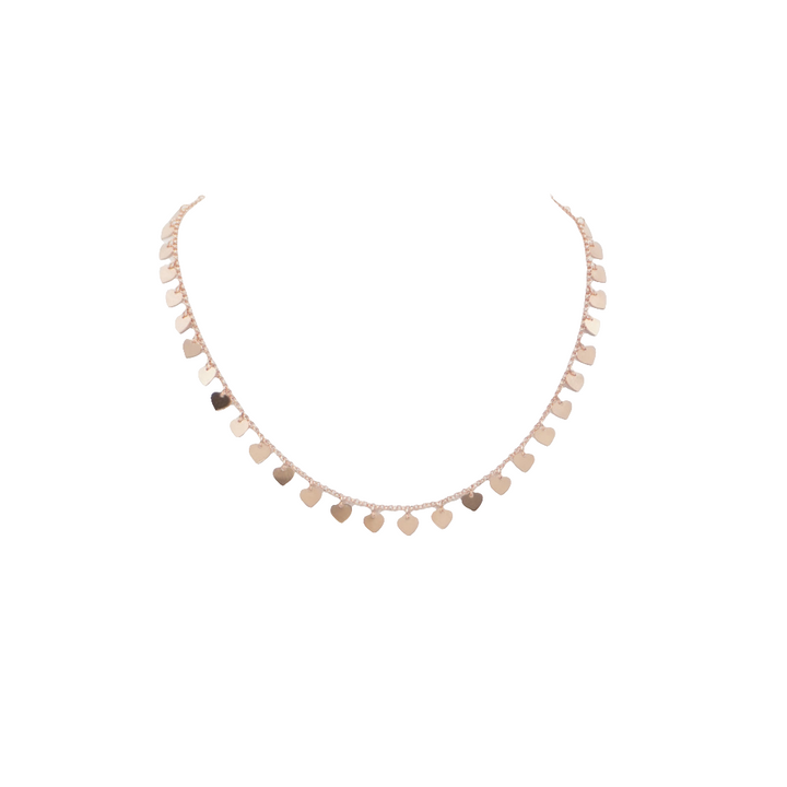 "Hearts" necklace in white, gold-plated and copper-plated silver