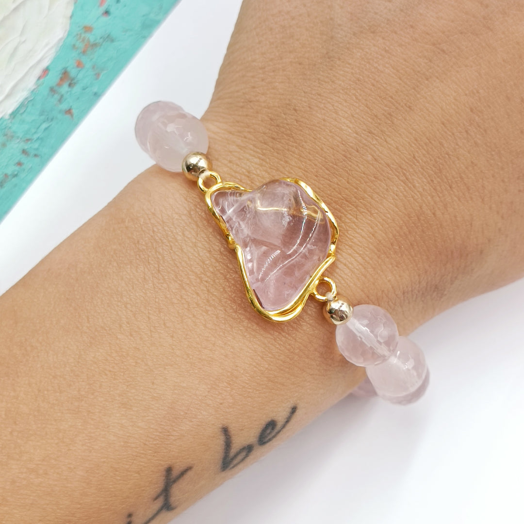 Amethyst and agate bracelet mounted on silver