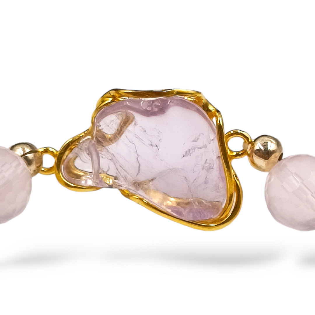 Amethyst and agate bracelet mounted on silver