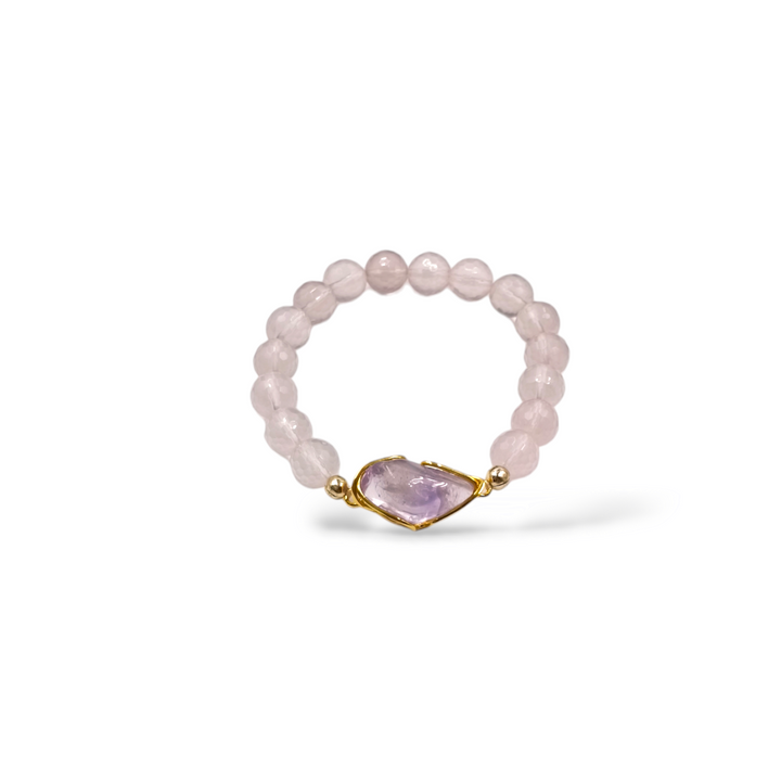 Amethyst and agate bracelet mounted on silver