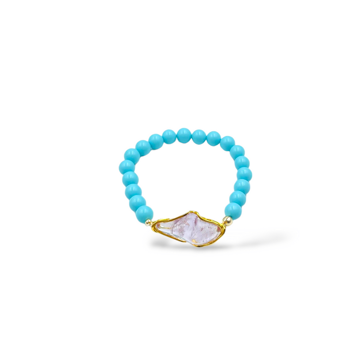 Amethyst and turquoise paste bracelet mounted on silver