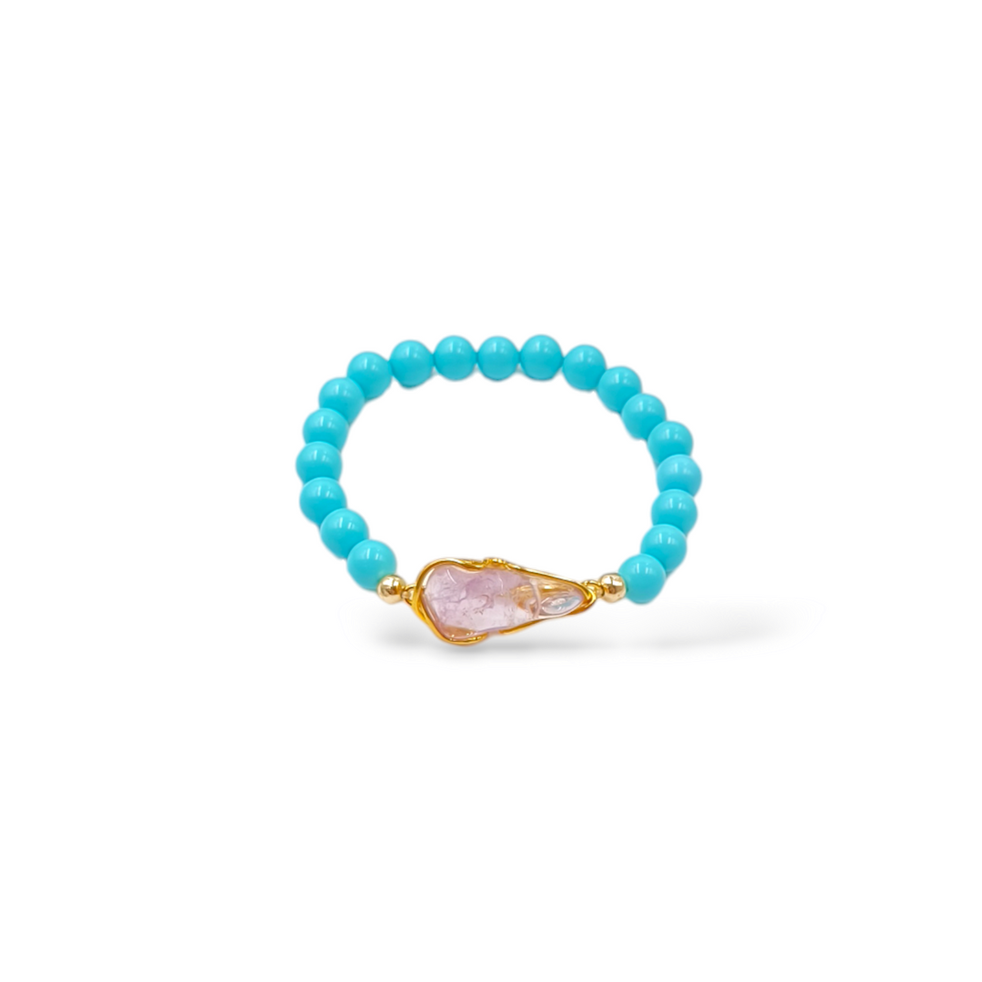 Amethyst and turquoise paste bracelet mounted on silver