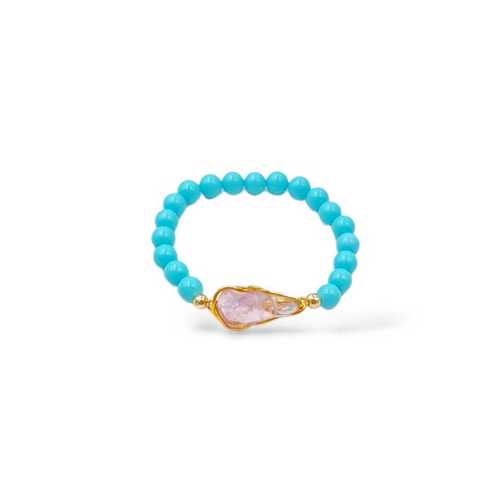 Amethyst and turquoise paste bracelet mounted on silver