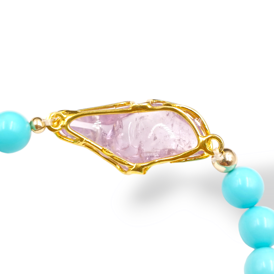 Amethyst and turquoise paste bracelet mounted on silver