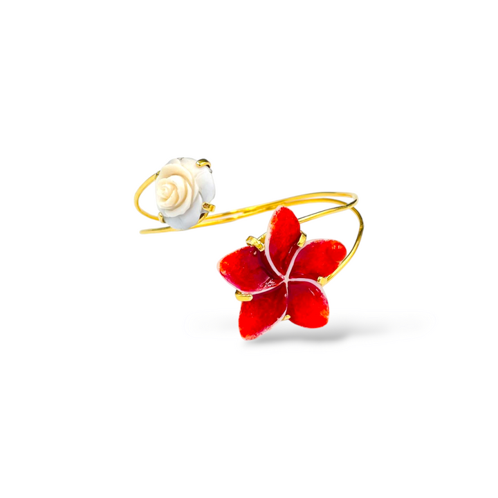 Bracciale fiore in madreperla e cammeo montato su argento