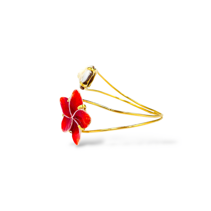 Bracciale fiore in madreperla e cammeo montato su argento