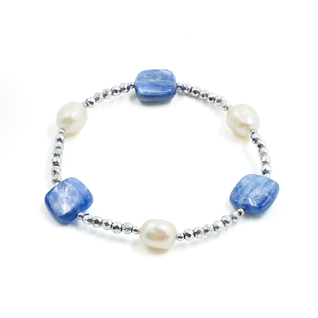 BRACCIALE CIANITE PERLE ED EMATITE