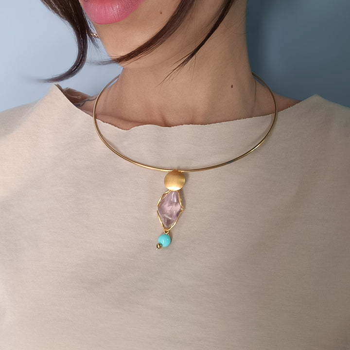 Collana ciondolo in ametista montato su argento