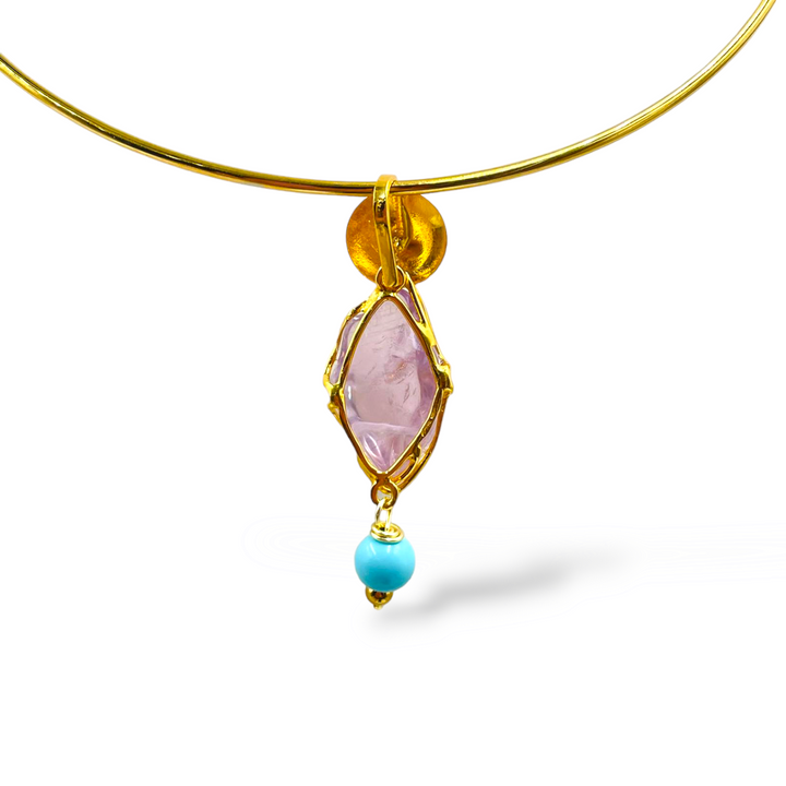 Collana ciondolo in ametista montato su argento