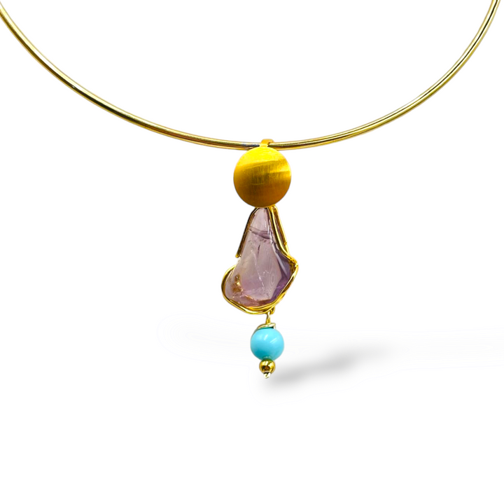 Collana ciondolo in ametista montato su argento