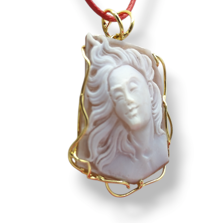"Dream Goddess" Pendant Necklace in Sardonic Cameo Mounted on Silver