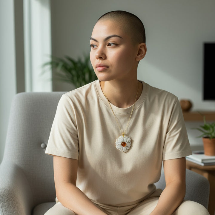 Dahlia cameo and amber necklace set in silver