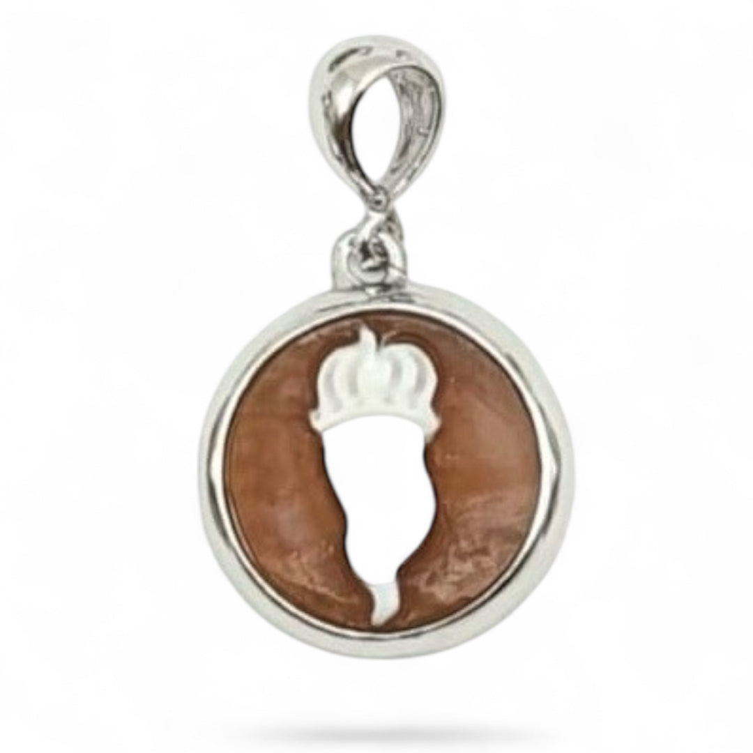 Neapolitan cameo charm pendants mounted in silver