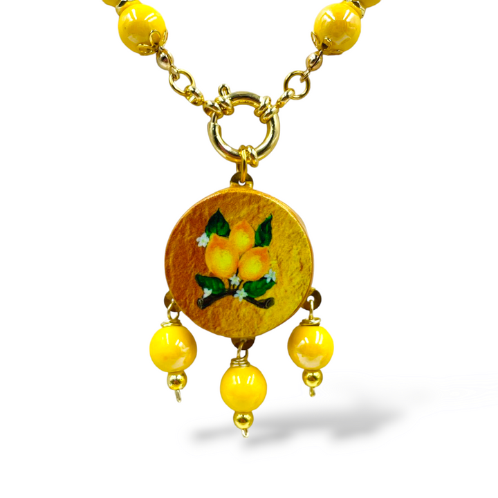 Collana ciondolo in ceramica e agata