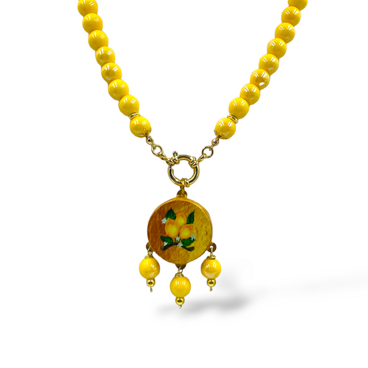 Collana ciondolo in ceramica e agata