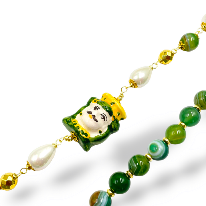 END OF COLLECTION - Moro necklace in ceramic and agate