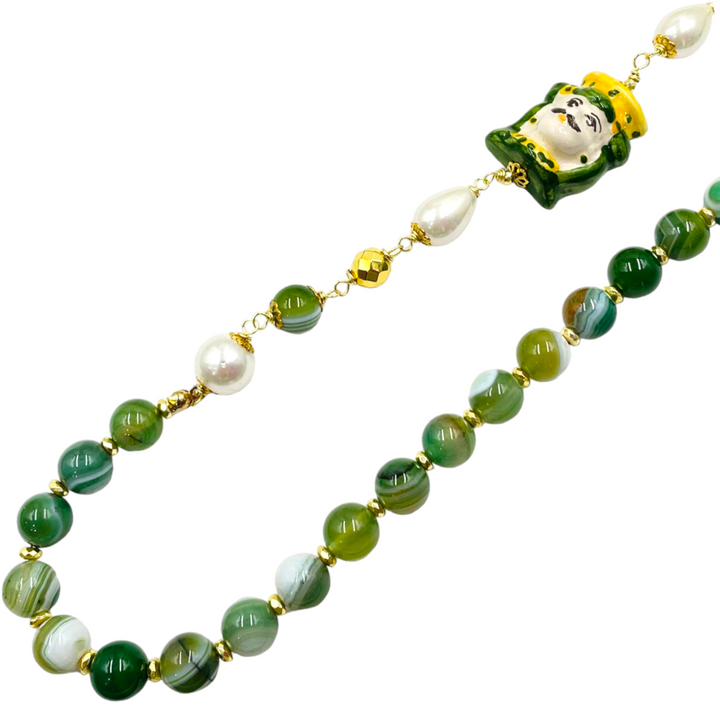 END OF COLLECTION - Moro necklace in ceramic and agate