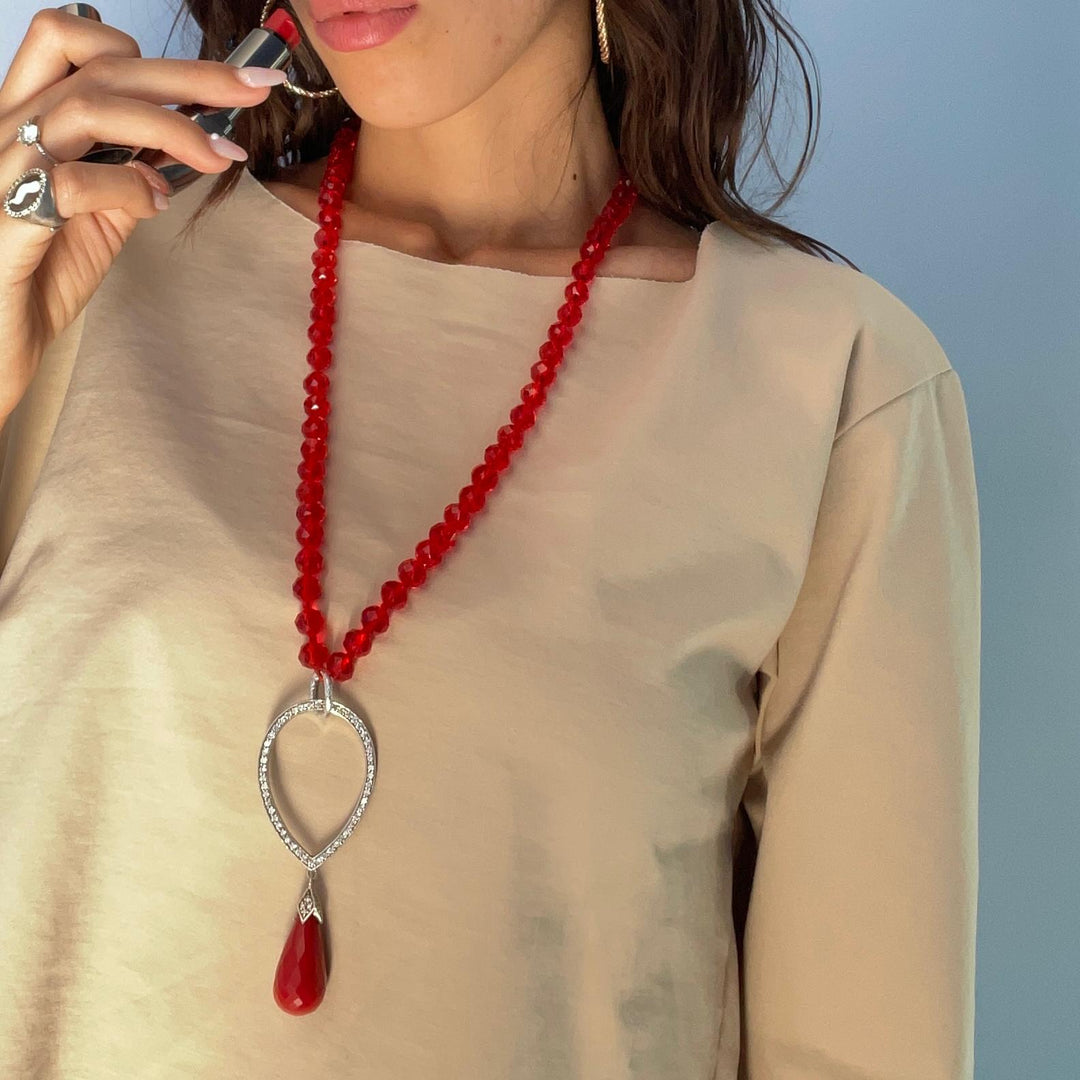 END OF COLLECTION - Drop necklace on red crystals
