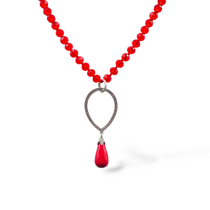 END OF COLLECTION - Drop necklace on red crystals