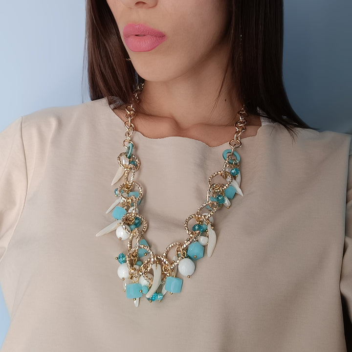 END OF COLLECTION - Summer necklace in agate and zirconia