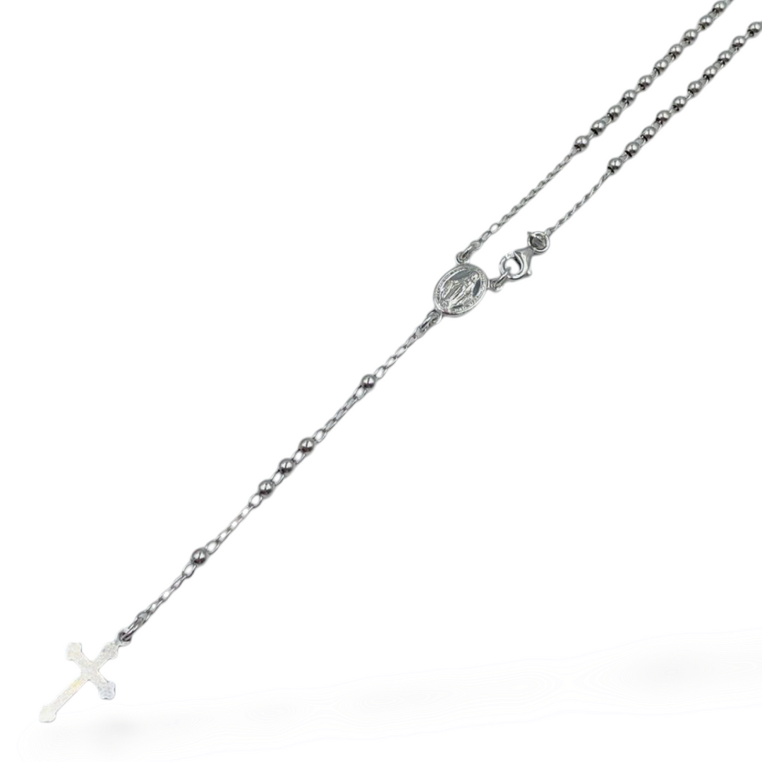 Collana rosario in corallo montato su argento