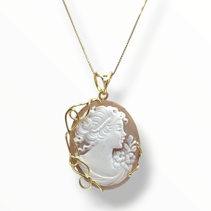 FINE COLLEZIONE - COLLANA CIONDOLO "LE NATALINE 2024" IN CAMMEO MONTATO SU ARGENTO