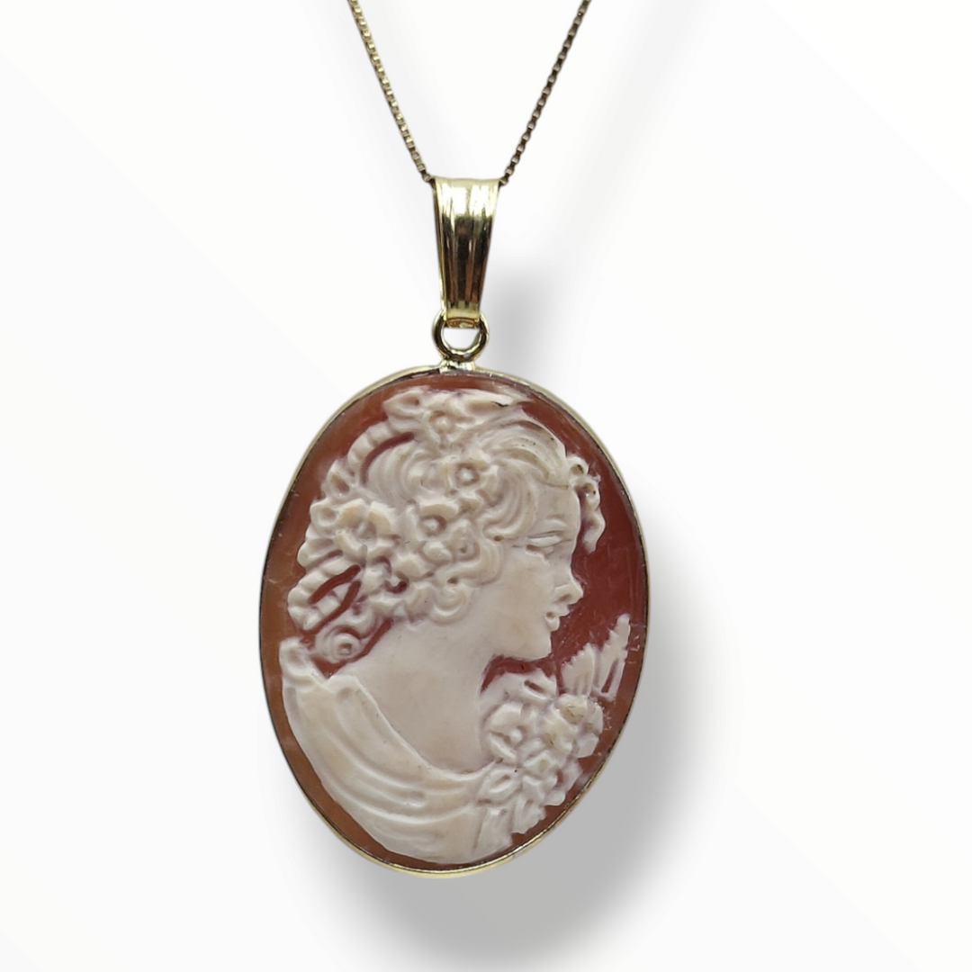 FINE COLLEZIONE - COLLANA CIONDOLO "LE NATALINE 2024" IN CAMMEO MONTATO SU ARGENTO