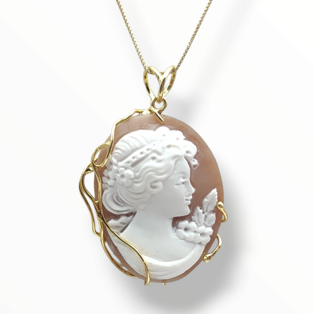 FINE COLLEZIONE - COLLANA CIONDOLO "LE NATALINE 2024" IN CAMMEO MONTATO SU ARGENTO