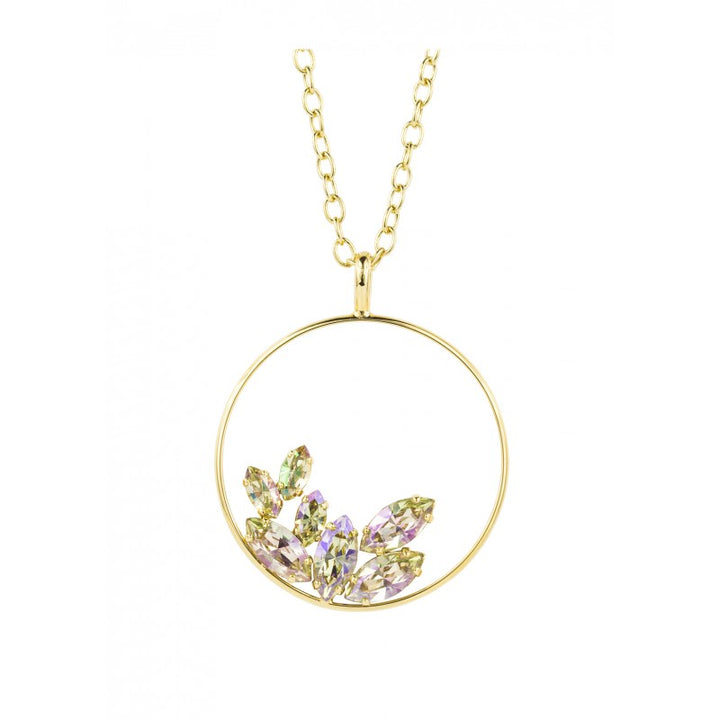 Precious Crystal Colorful Leaves Pendant Necklace