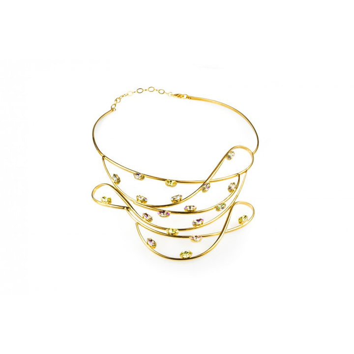 Collier virgola in cristallo prezioso di Murano, colore giallo