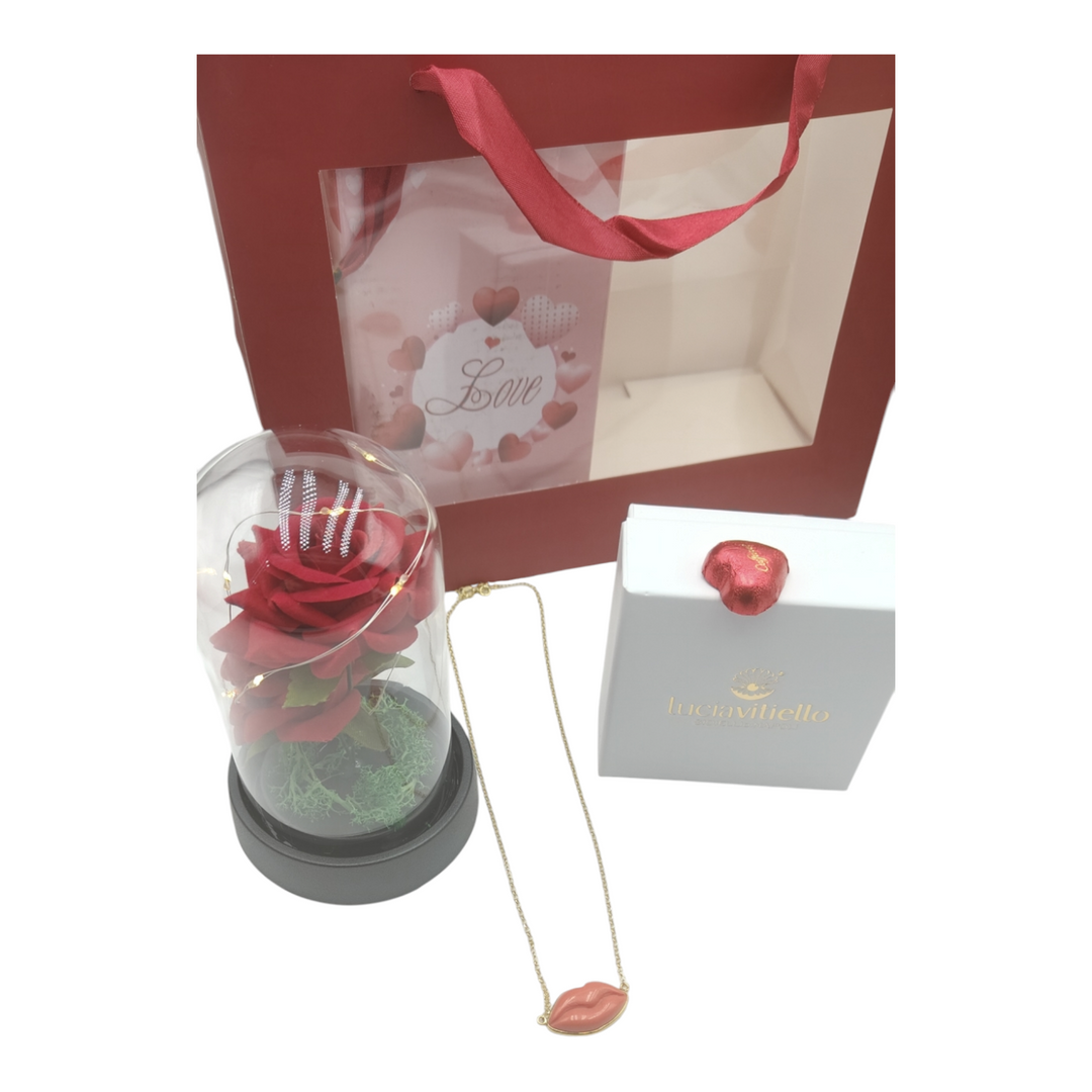 Idea regalo san valentino - Collana bacio in pasta di corallo, di lapis, di turchese, di ametista, di malachite.