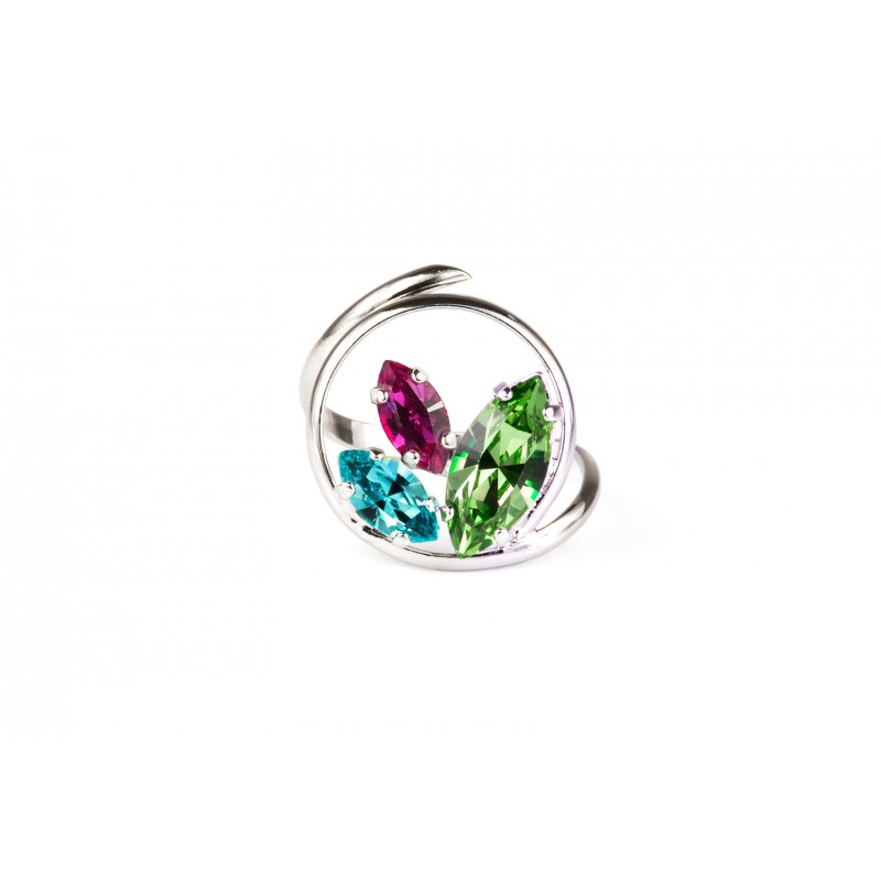 Swarovski colored leaves ring