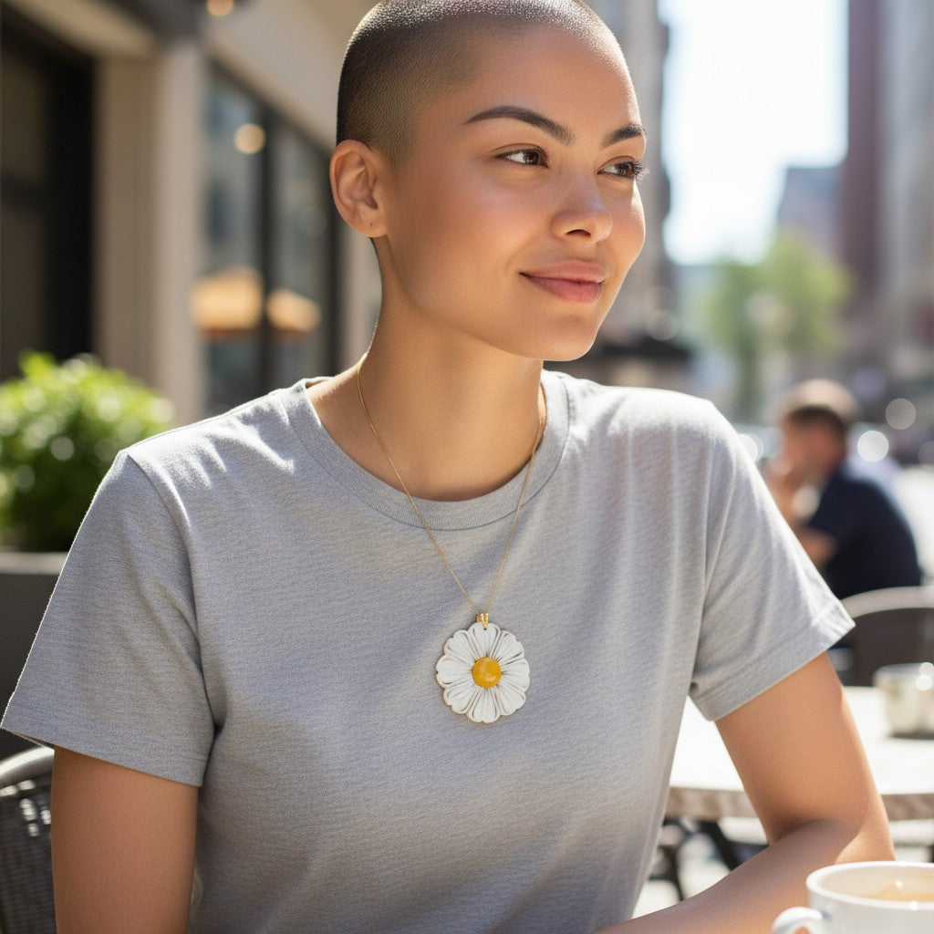 Dahlia cameo and amber necklace set in silver