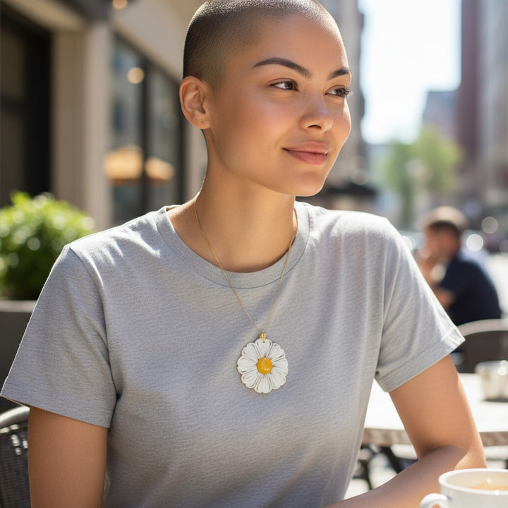 Dahlia cameo and amber necklace set in silver