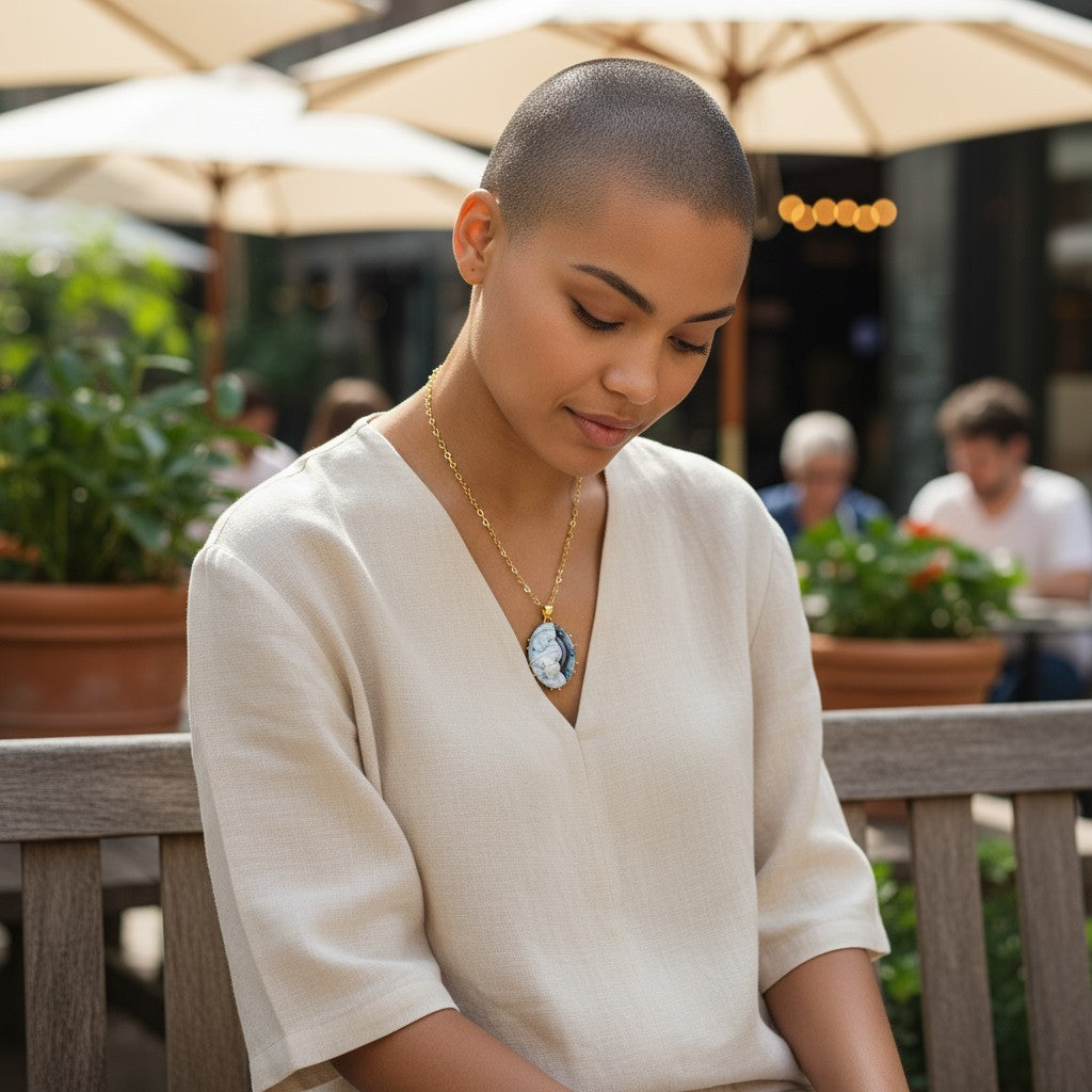 “Holy Family” pendant in sardonyx cameo mounted in silver