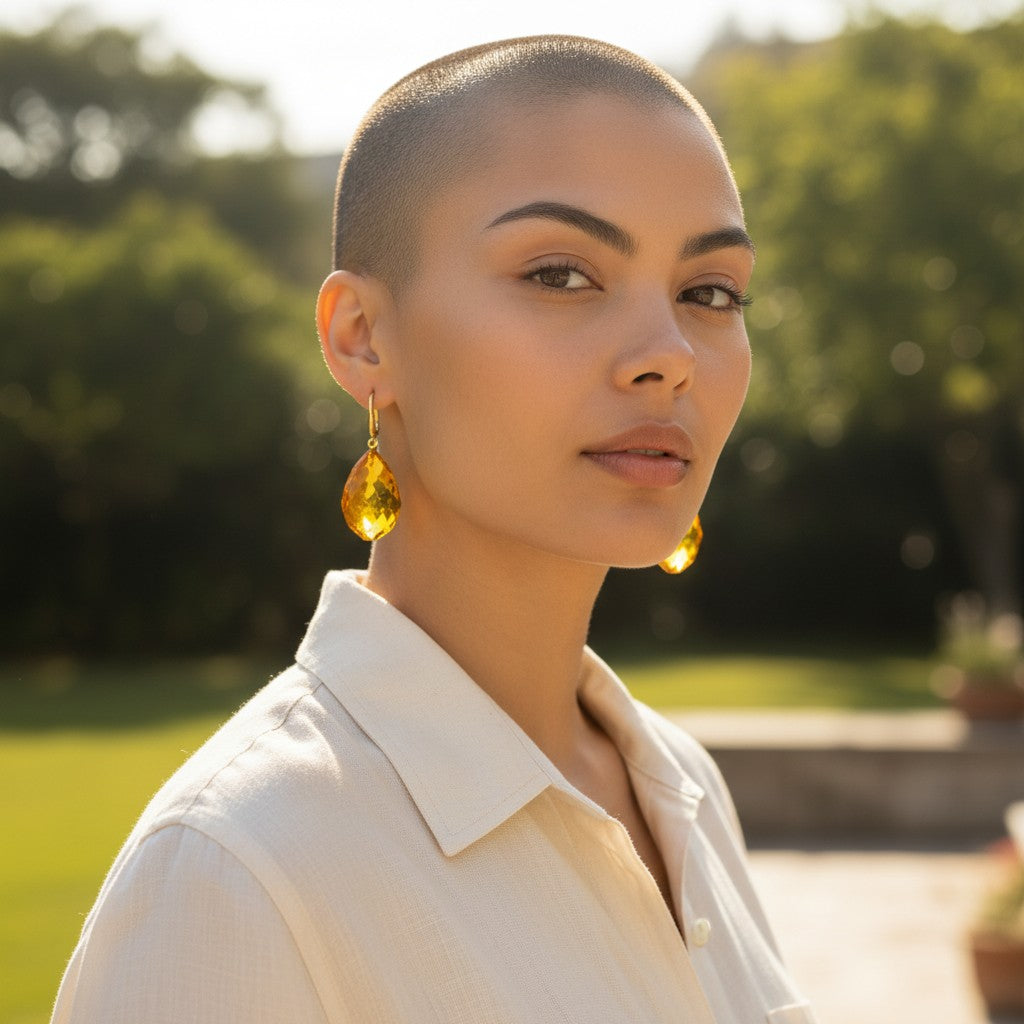 Orecchini Goccia in Ambra Marrone del Mar Baltico montati in Argento Dorato