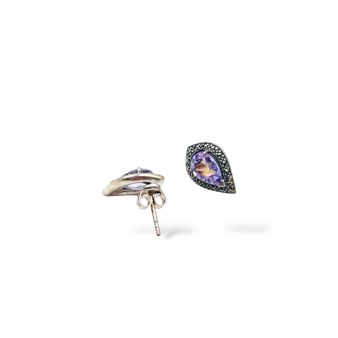 END OF COLLECTION - Amethyst drop earrings mounted on silver