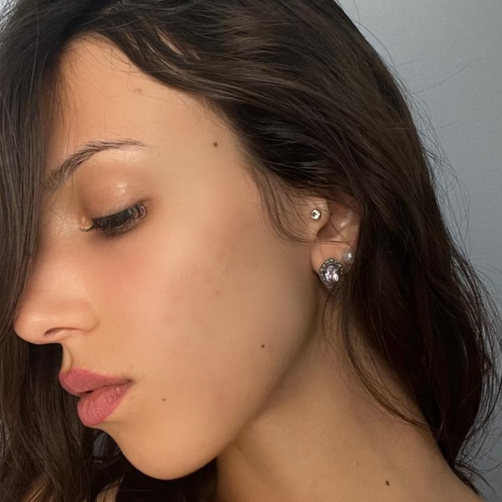 END OF COLLECTION - Amethyst drop earrings mounted on silver