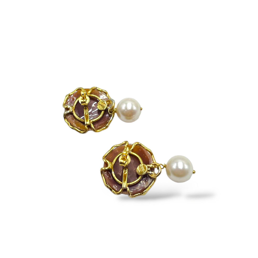 Angel Cameo Earrings Mounted on Silver