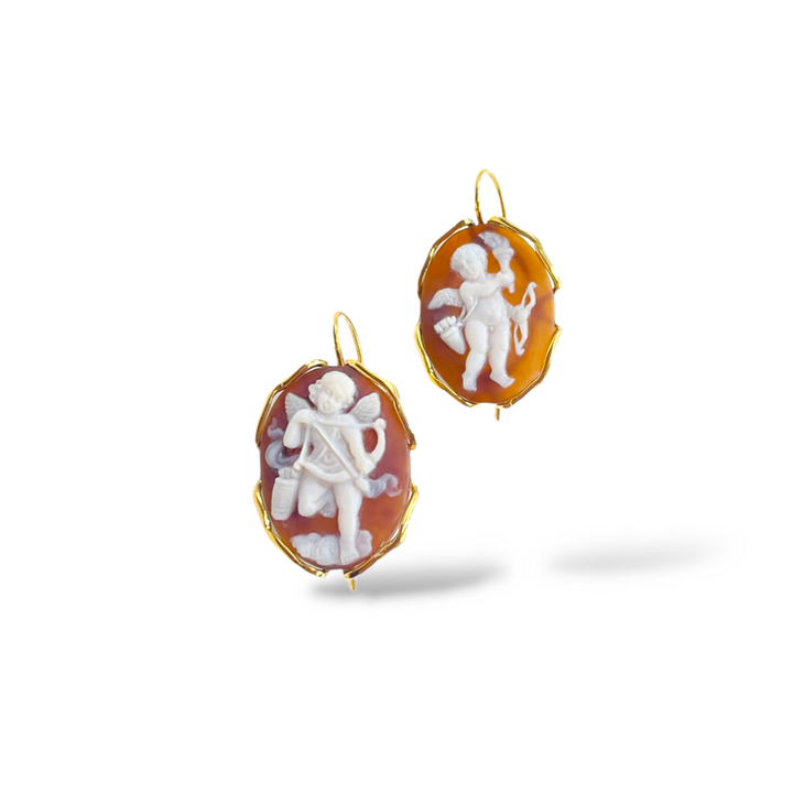 Angel Cameo Earrings Mounted on Silver