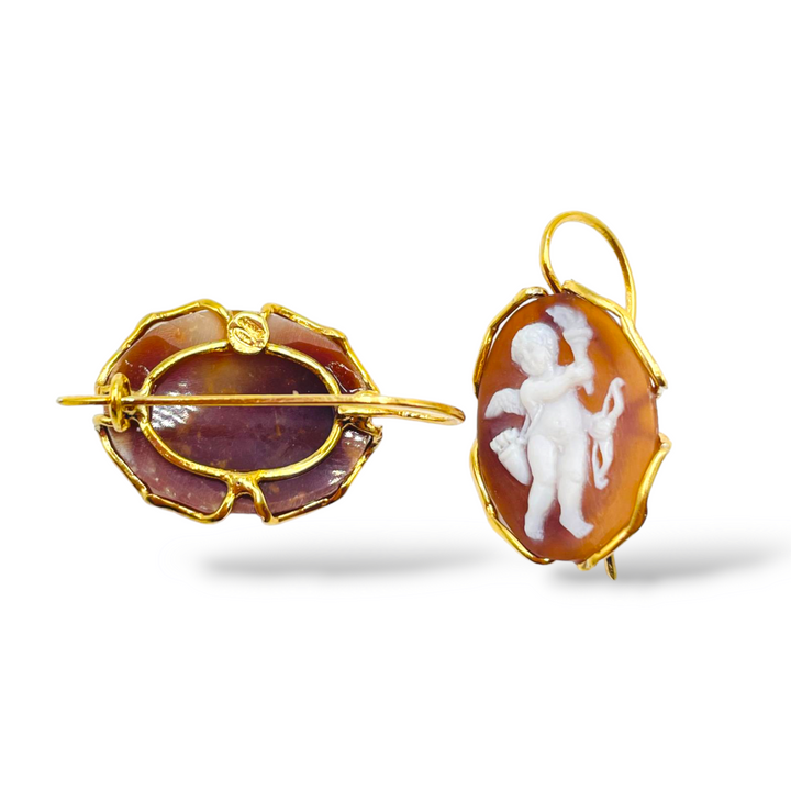 Angel Cameo Earrings Mounted on Silver